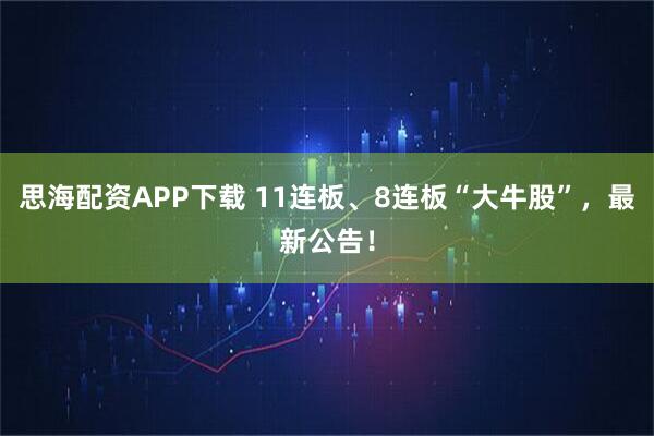 思海配资APP下载 11连板、8连板“大牛股”，最新公告！